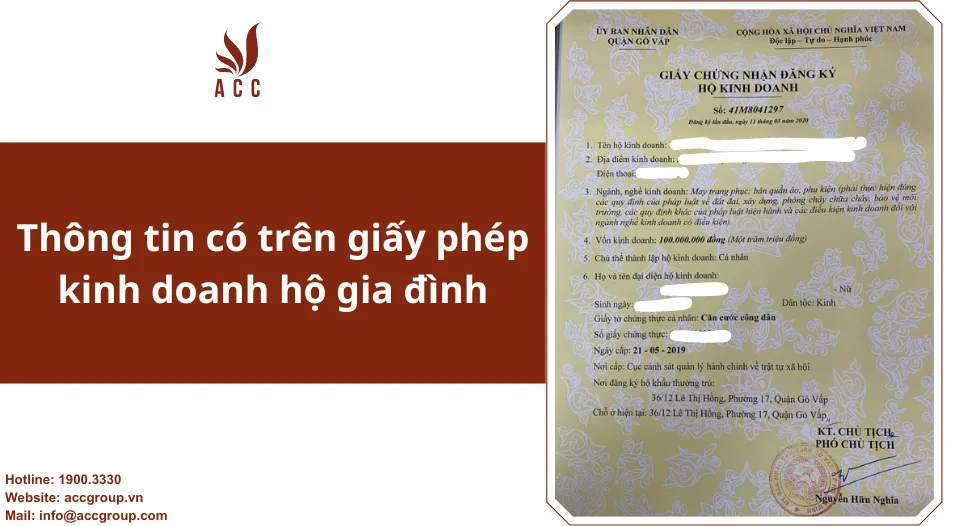 Thông tin có trên giấy phép kinh doanh hộ gia đình