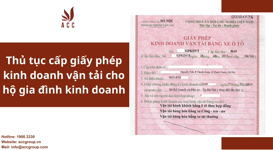 Thủ tục cấp giấy phép kinh doanh vận tải cho hộ gia đình kinh doanh