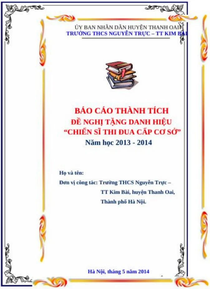 Các mẫu bìa báo cáo thành tích cá nhân