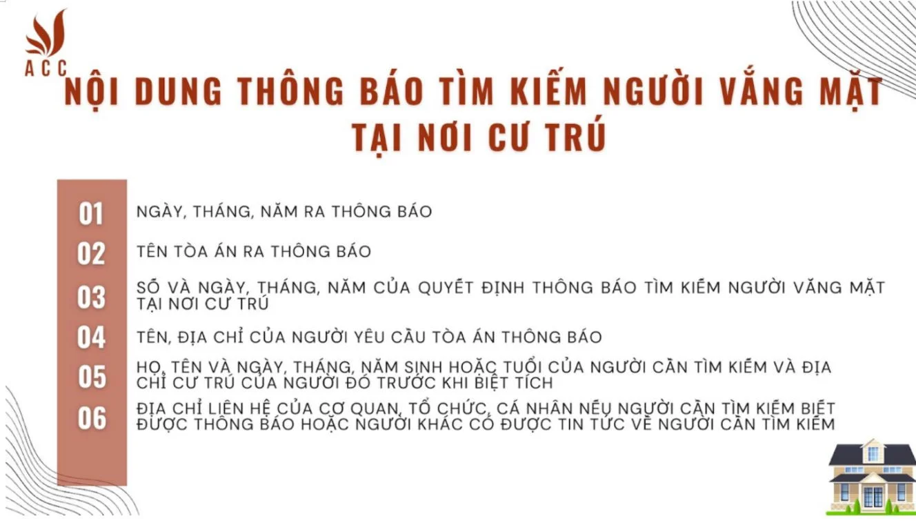 Thông báo tìm kiếm người vắng mặt tại nơi cư trú