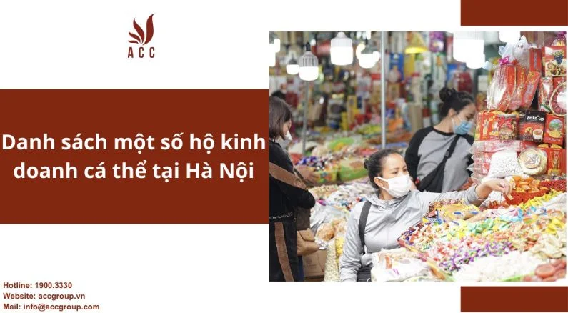 Danh sách một số hộ kinh doanh cá thể tại Hà Nội