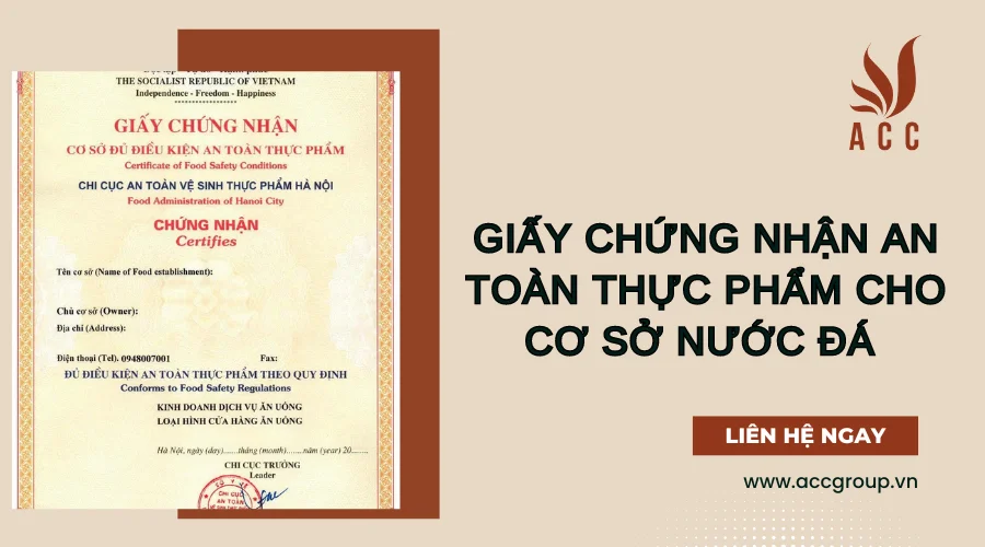 Giấy chứng nhận an toàn thực phẩm cho cơ sở nước đá