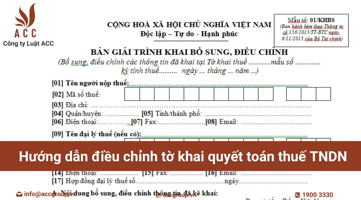 Hướng dẫn điều chỉnh tờ khai quyết toán thuế TNDN