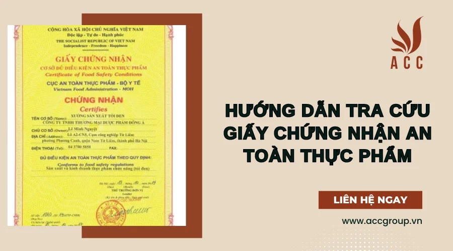 Hướng dẫn tra cứu giấy chứng nhận  an toàn thực phẩm