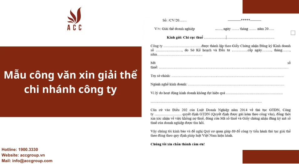 Mẫu công văn xin giải thể chi nhánh công ty