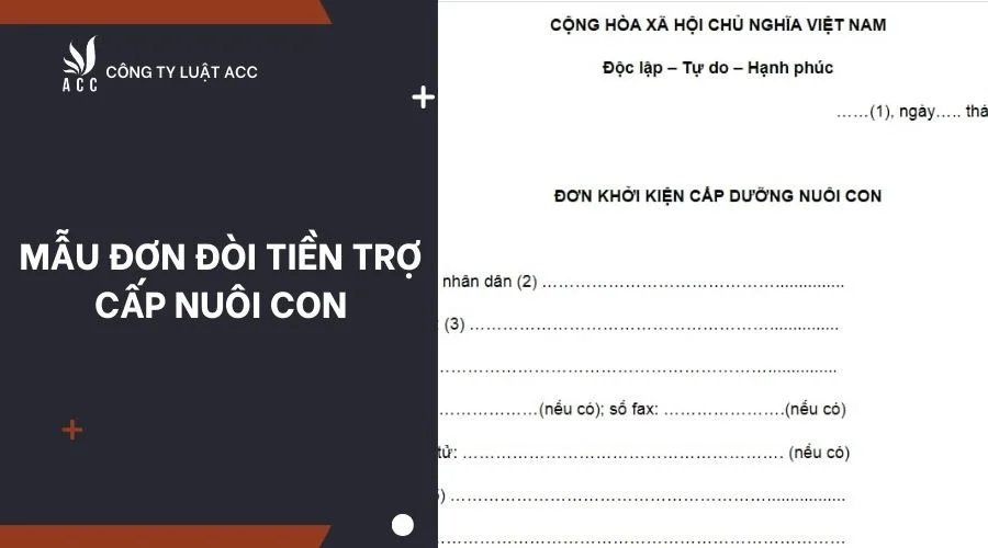 Mẫu đơn đòi tiền trợ cấp nuôi con