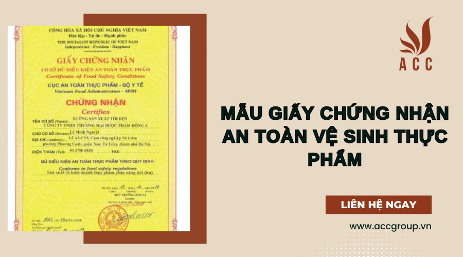 Mẫu giấy chứng nhận an toàn vệ sinh thực phẩm [Mới nhất]