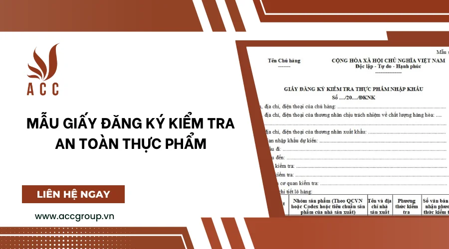 Mẫu giấy đăng ký kiểm tra an toàn thực phẩm