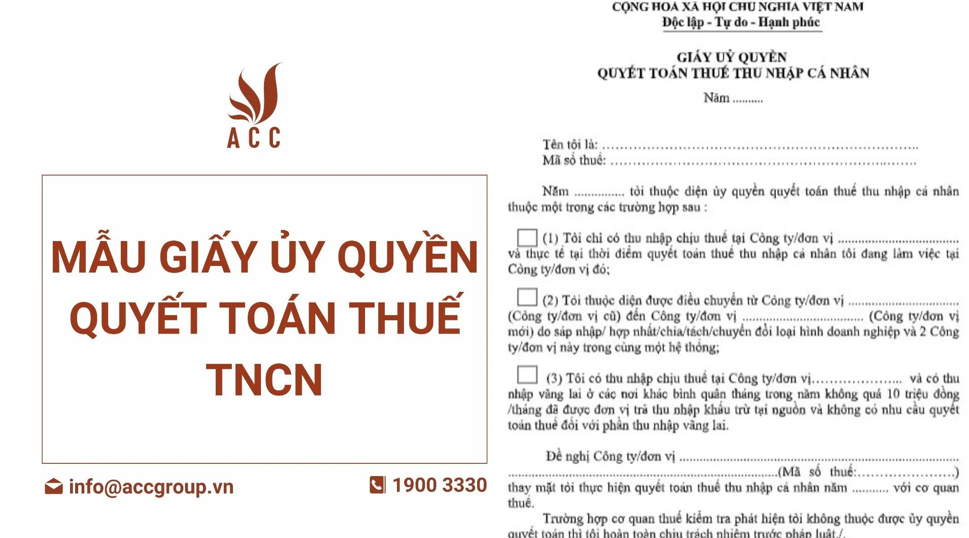 Mẫu giấy ủy quyền quyết toán thuế TNCN