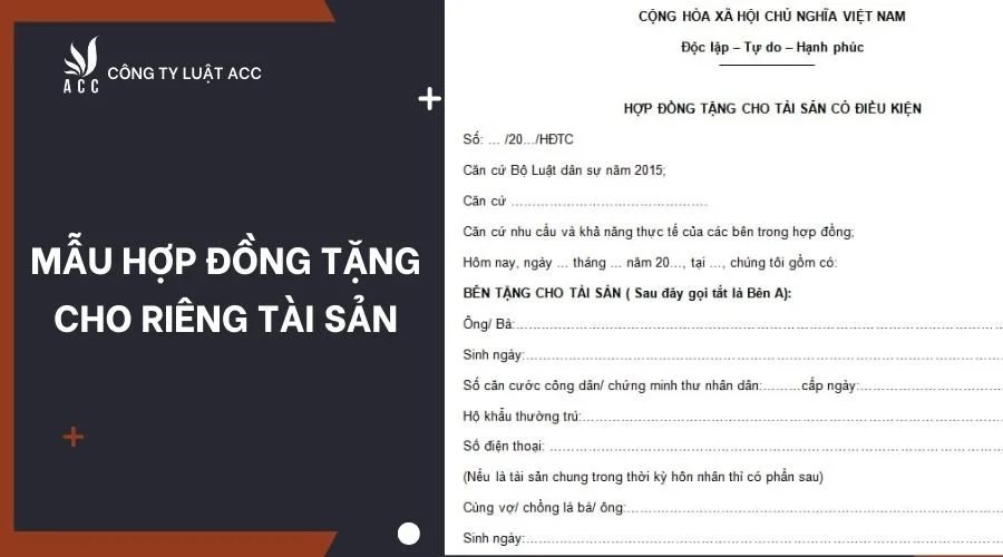 Mẫu hợp đồng tặng cho riêng tài sản