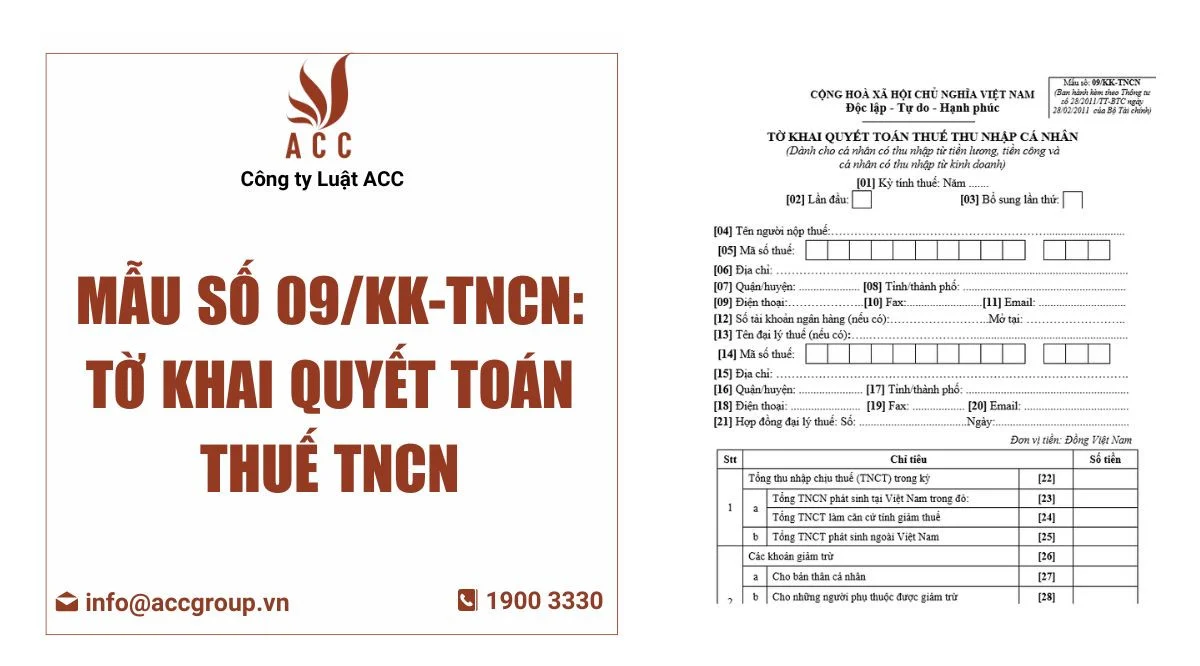 Mẫu số 09/KK-TNCN : Tờ khai quyết toán thuế TNCN