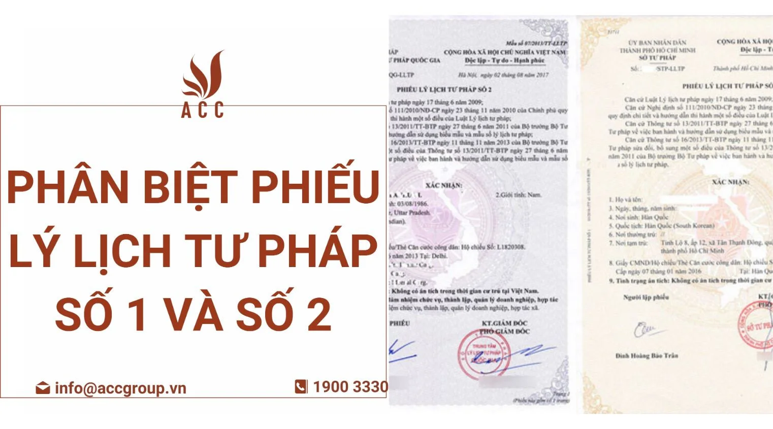 Phân biệt phiếu lý lịch tư pháp số 1 và số 2