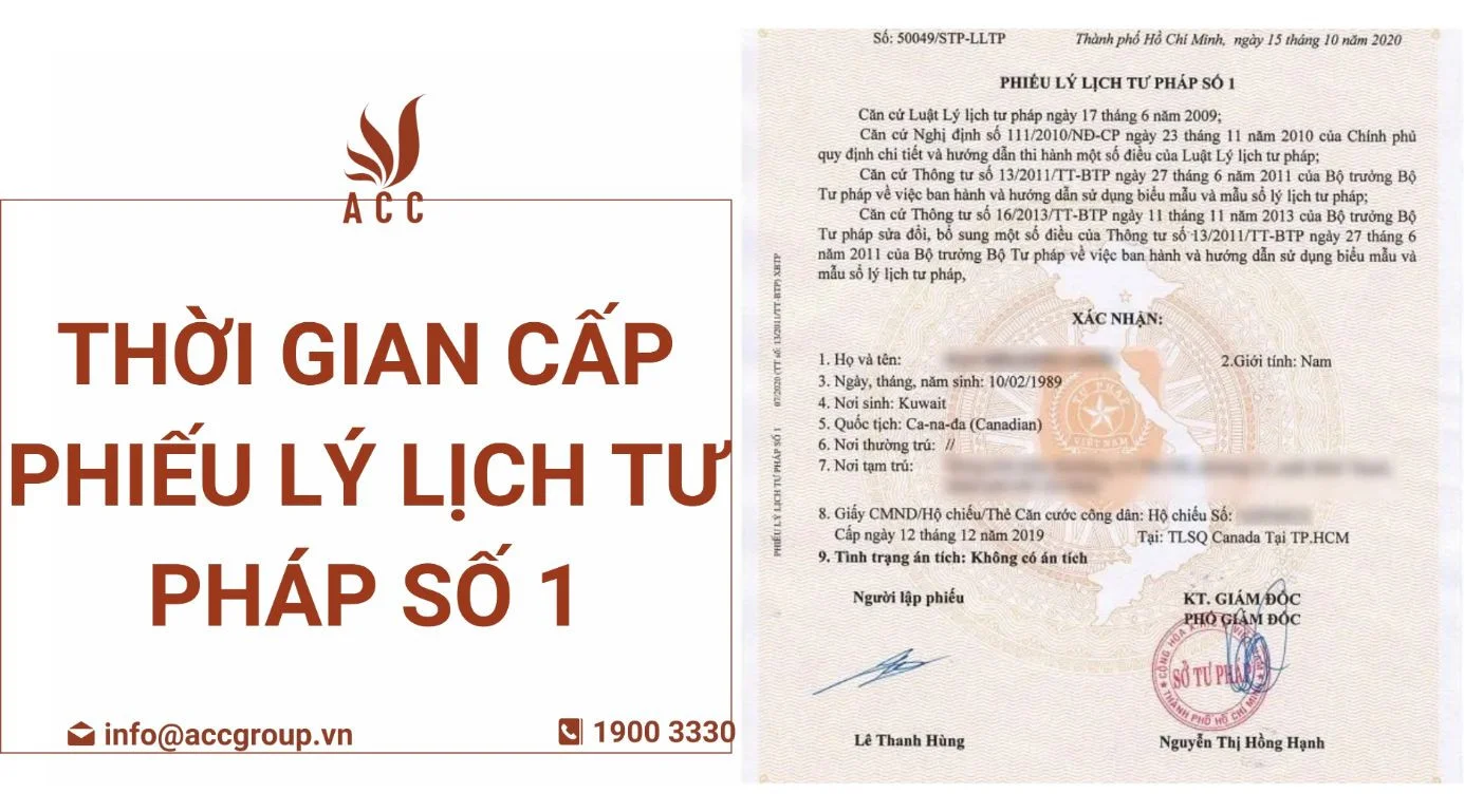 Thời gian cấp phiếu lý lịch tư pháp số 1