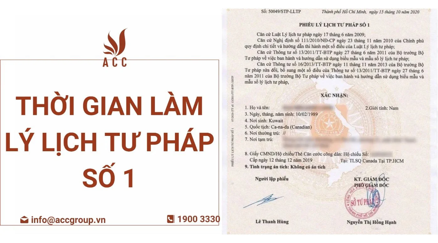 Thời gian làm lý lịch tư pháp số 1