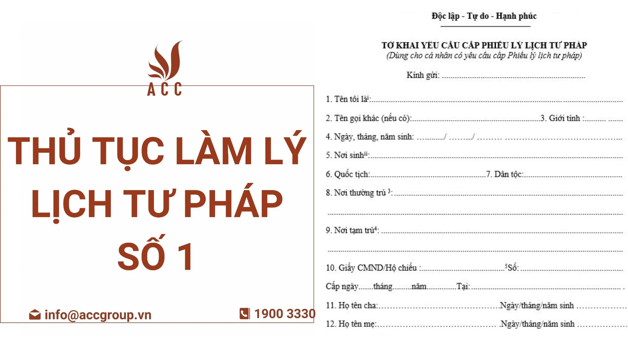 Thủ tục làm lý lịch tư pháp số 1