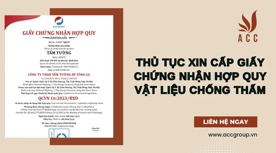 Thủ tục xin cấp giấy chứng nhận hợp quy vật liệu chống thấm