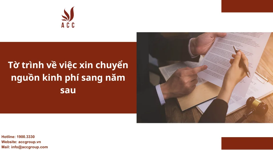 Tờ trình về việc xin chuyển nguồn kinh phí sang năm sau