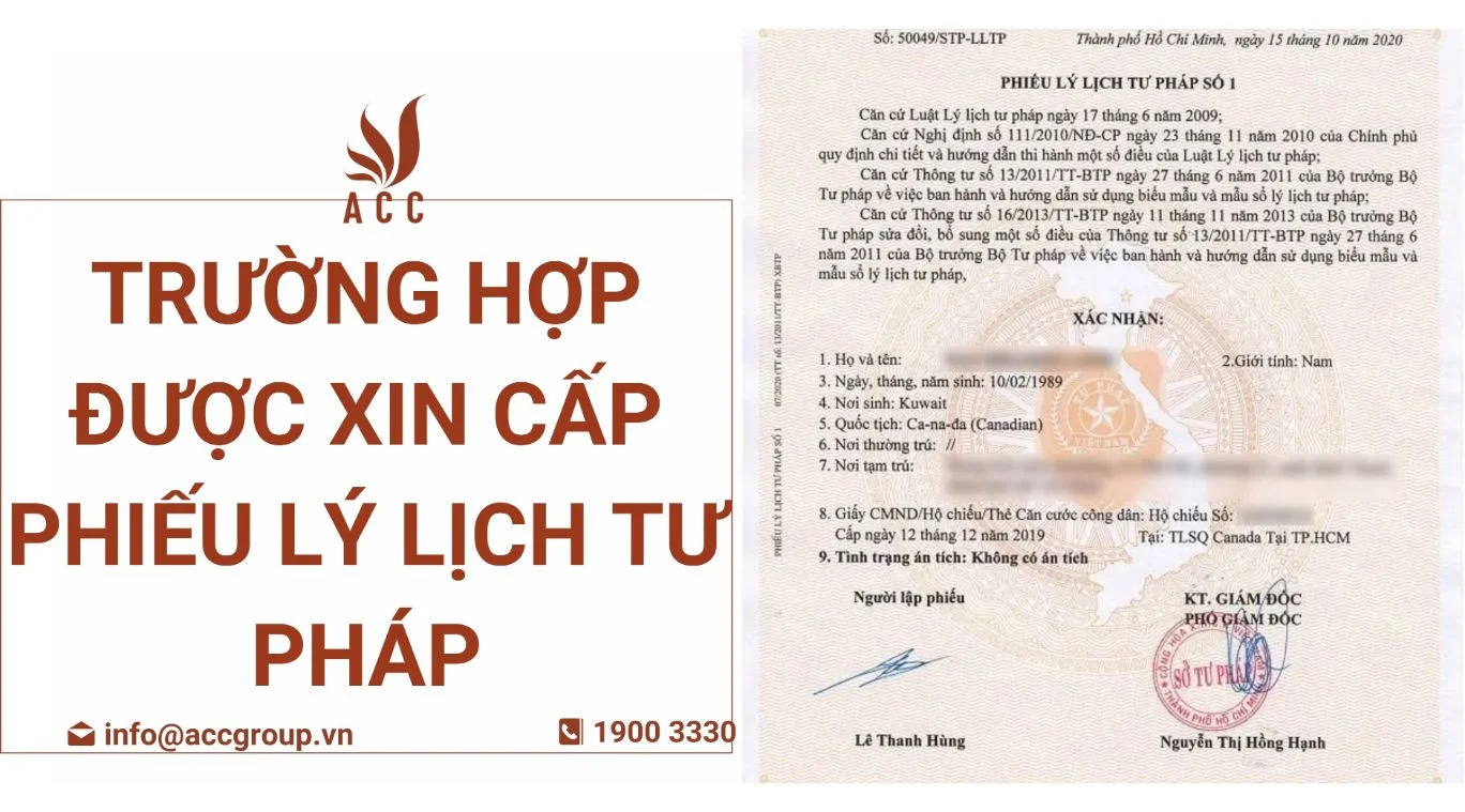 Trường hợp được xin cấp phiếu lý lịch tư pháp