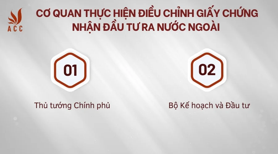 Cơ quan thực hiện điều chỉnh giấy chứng nhận đầu tư ra nước ngoài 