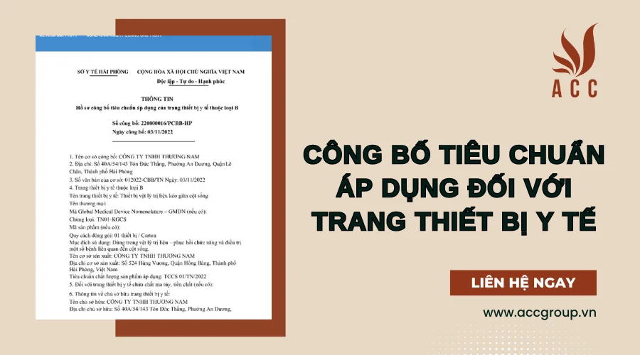 Công bố tiêu chuẩn áp dụng đối với trang thiết bị y tế.