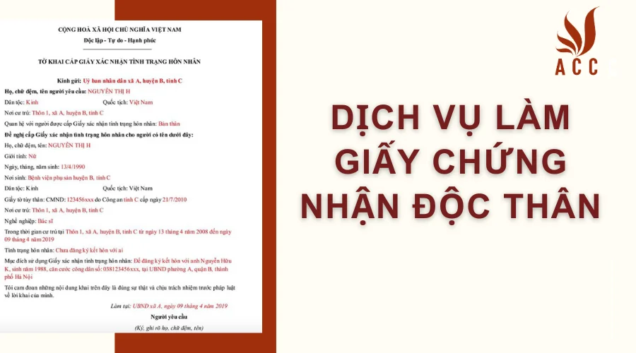 Dịch vụ làm giấy chứng nhận độc thân