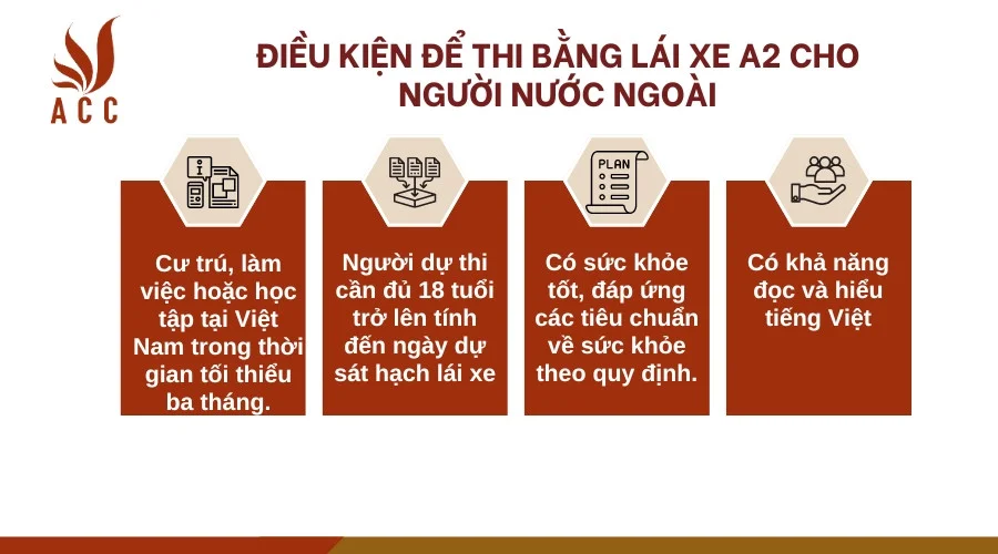  Điều kiện để thi bằng lái xe A2 cho người nước ngoài