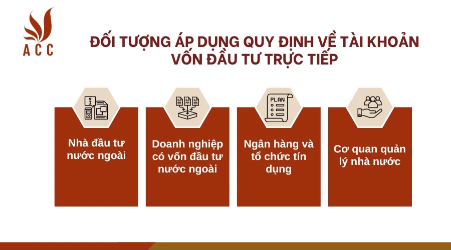 Đối tượng áp dụng quy định về tài khoản vốn đầu tư trực tiếp