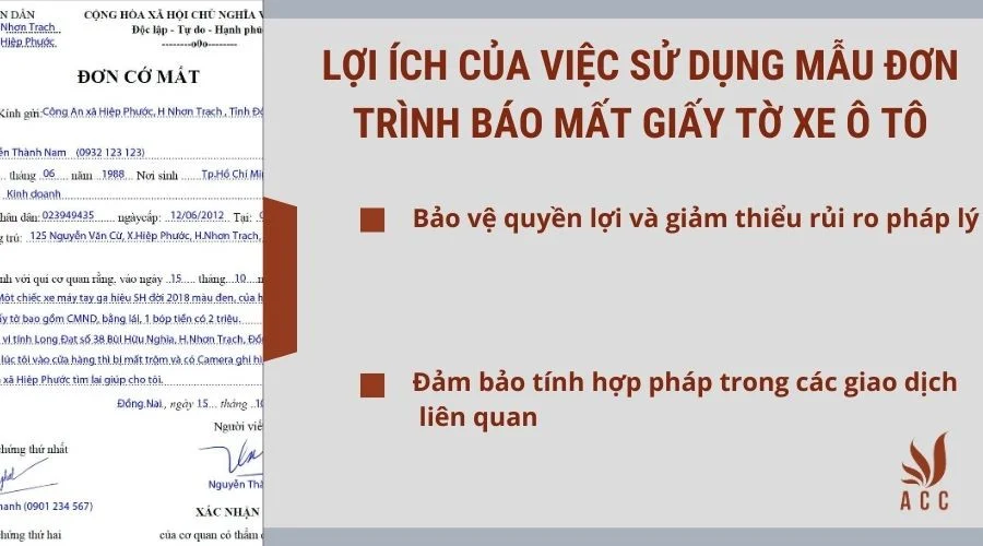 Lợi ích của việc sử dụng mẫu đơn trình báo mất giấy tờ xe ô tô