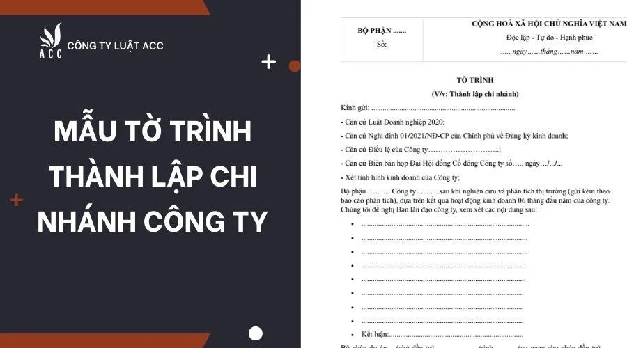 Mẫu tờ trình thành lập chi nhánh công ty