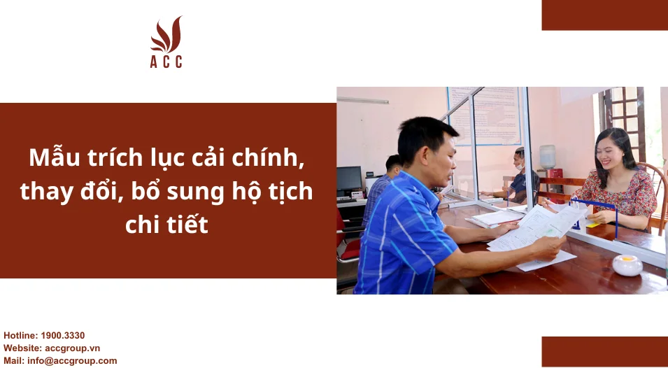 Mẫu trích lục cải chính, thay đổi, bổ sung hộ tịch chi tiết