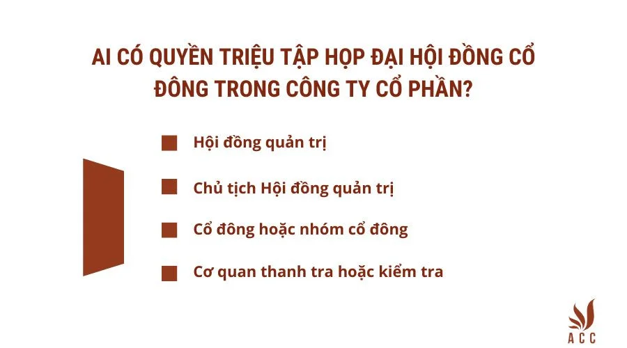 Ai có quyền triệu tập họp Đại hội đồng cổ đông trong công ty cổ phần?