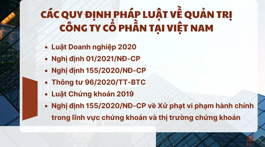 Các quy định pháp luật về quản trị công ty cổ phần tại Việt Nam