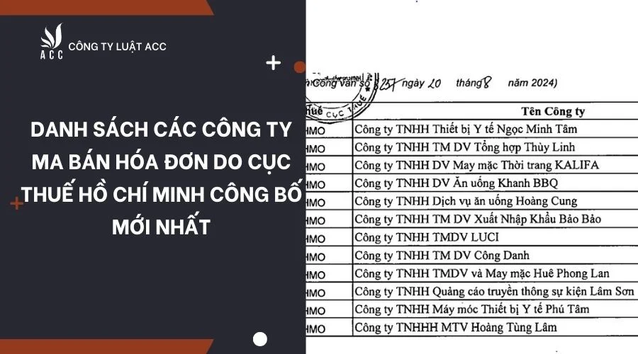 Danh sách các công ty ma bán hóa đơn do Cục thuế Hồ Chí Minh công bố mới nhất