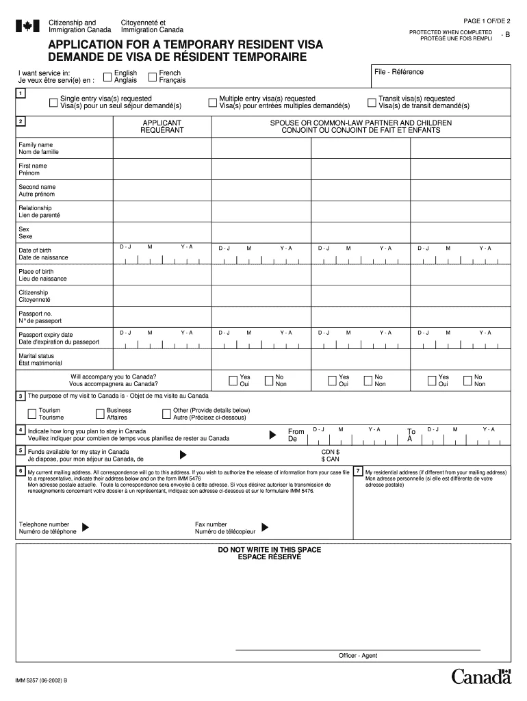 Hướng dẫn chi tiết điền tờ khai xin visa Canada (Form IMM5257)