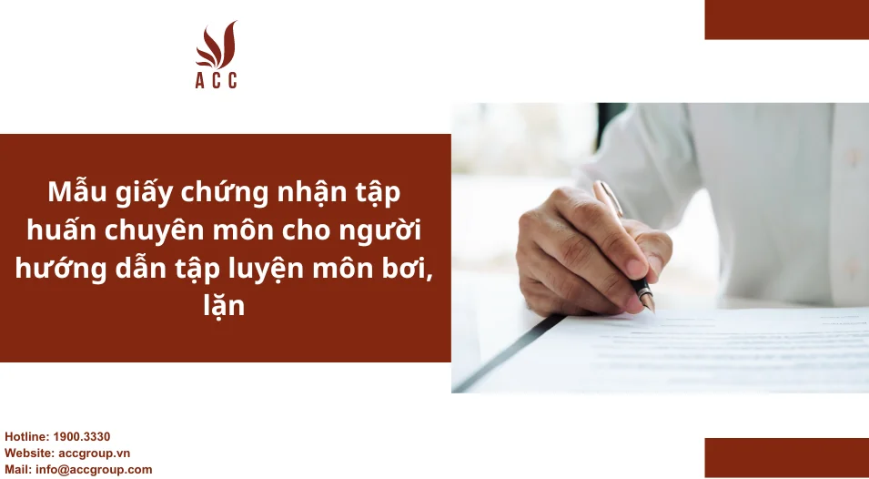 Mẫu giấy chứng nhận tập huấn chuyên môn cho người hướng dẫn tập luyện môn bơi, lặn