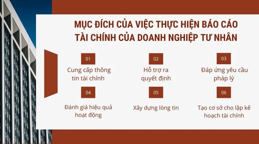 Mục đích của việc thực hiện báo cáo tài chính của doanh nghiệp tư nhân 