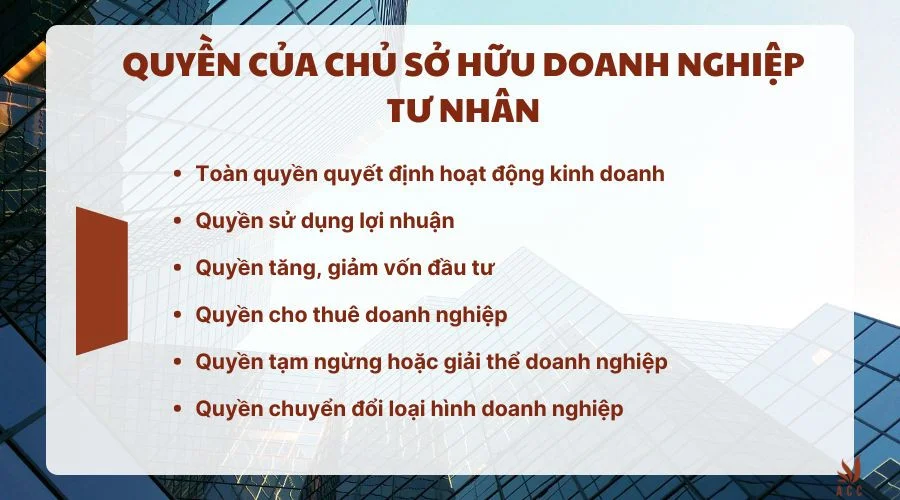 Quyền và nghĩa vụ của chủ sở hữu doanh nghiệp tư nhân 