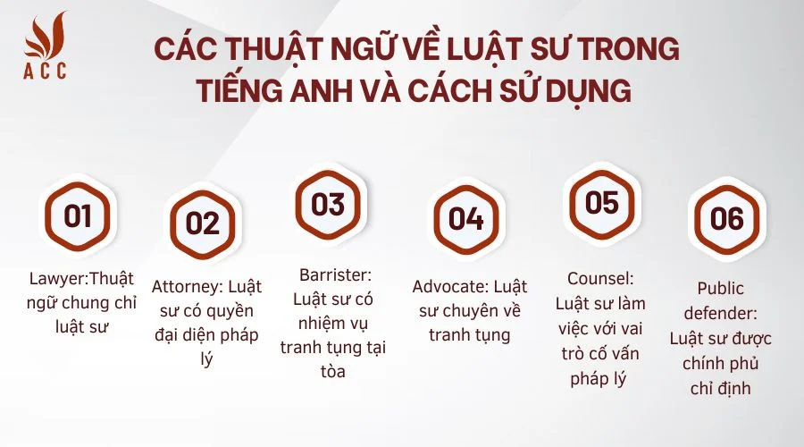 Các thuật ngữ về luật sư trong tiếng Anh và cách sử dụng 