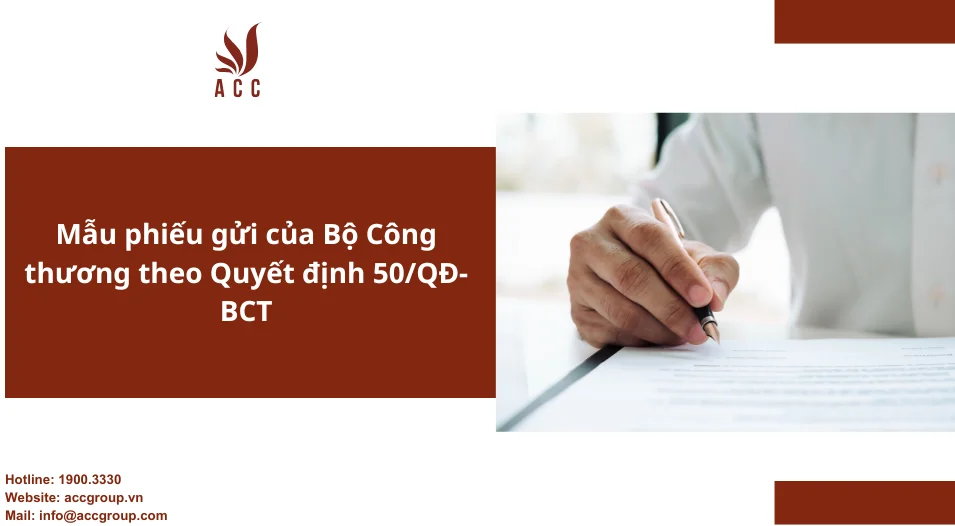 Mẫu phiếu gửi của Bộ Công thương theo Quyết định 50/QĐ-BCT