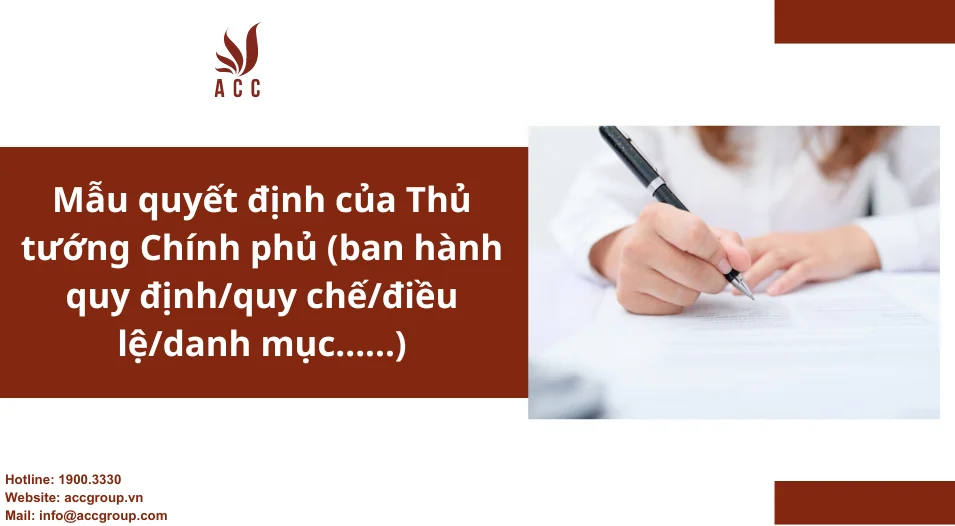 Mẫu quyết định của thủ tướng chính phủ (ban hành quy định/quy chế/điều lệ/danh mục......)