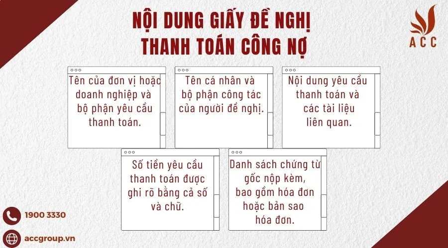 Nội dung giấy đề nghị thanh toán công nợ