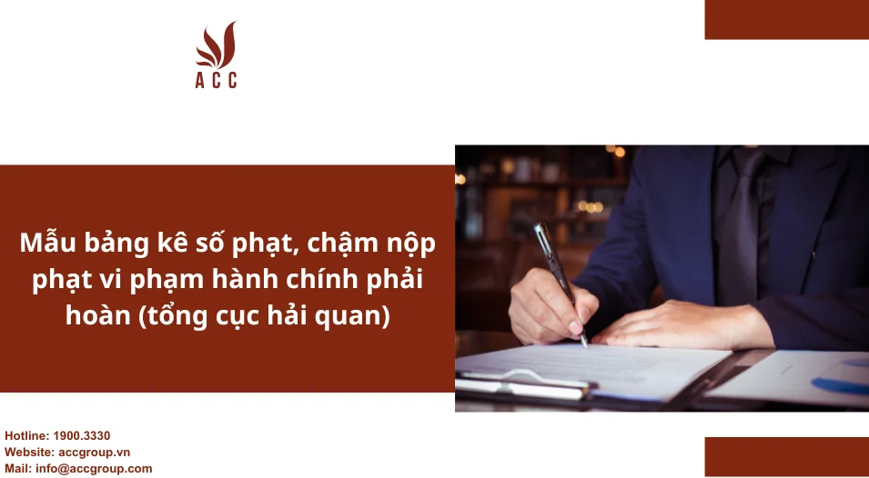 Mẫu bảng kê số phạt, chậm nộp phạt vi phạm hành chính phải hoàn (tổng cục hải quan)