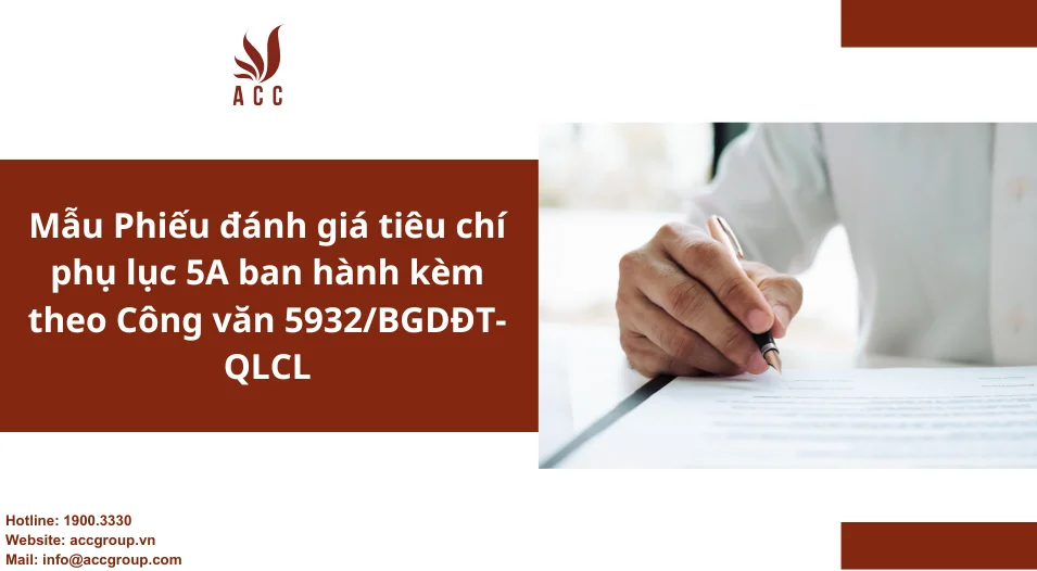 Mẫu Phiếu đánh giá tiêu chí phụ lục 5A ban hành kèm theo Công văn 5932/BGDĐT-QLCL