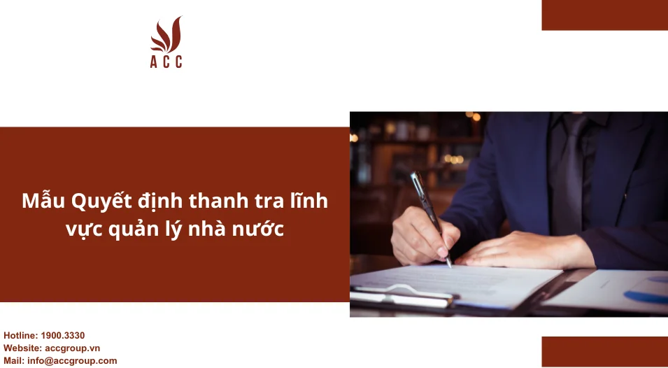 Mẫu Quyết định thanh tra lĩnh vực quản lý nhà nước