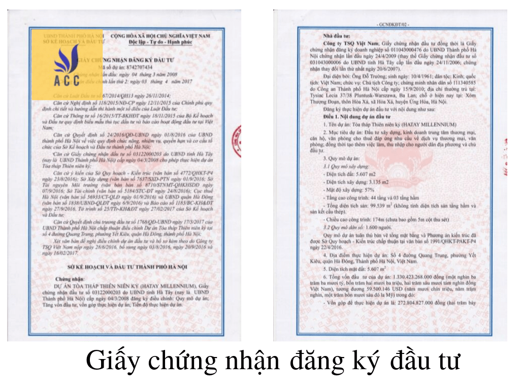 Giấy chứng nhận đăng ký đầu tư