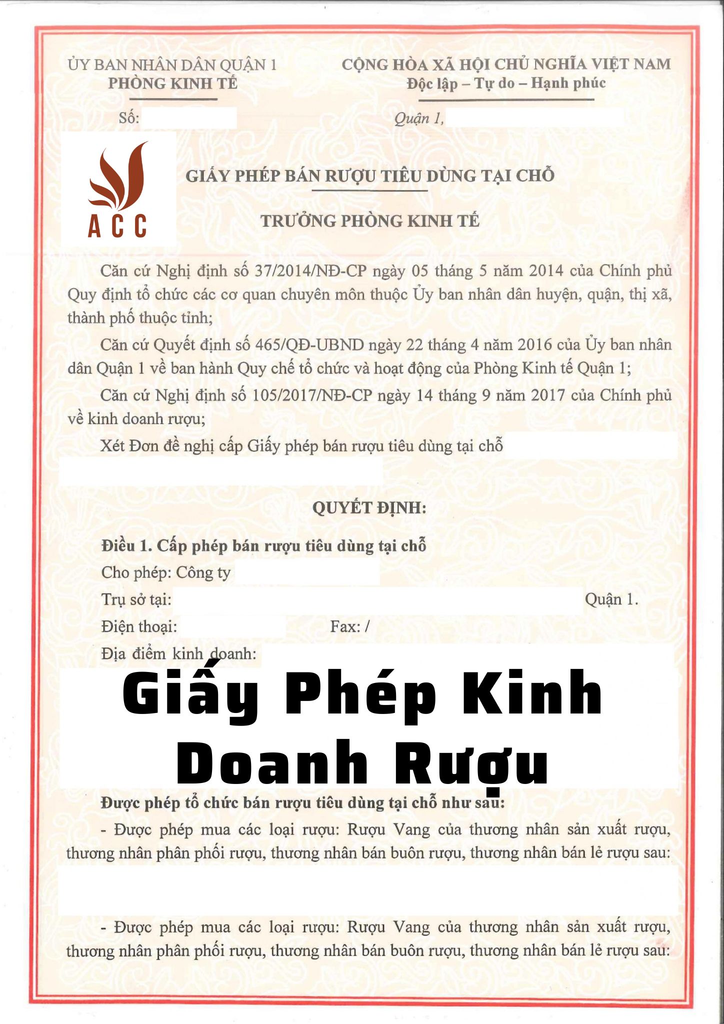 Giấy phép kinh doanh rượu mới nhất 2024