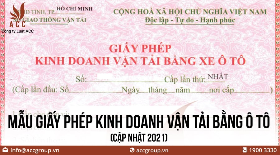 Mẫu Giấy Phép Kinh Doanh Vận Tải Bằng Ô Tô