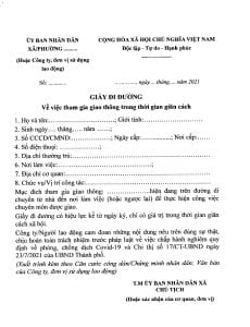 Dịch vụ giấy đi đường (giấy thông hành) tại Hà Nội 2022