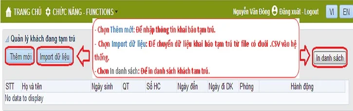 Chọn để đăng ký tạm trú online