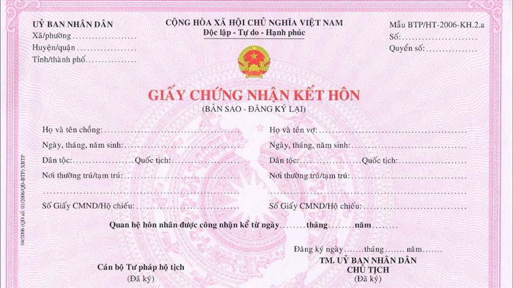 Mẫu giấy chứng nhận đăng ký kết hôn [Mới nhất 2022]